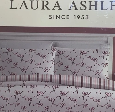 10 Piece Laura Ashley Christmas Bedding QUEEN Red & White NEW W Tags - Image 1 of 4