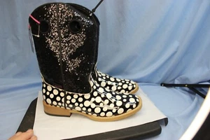 Blazin Roxx Boot YOUTH Size 6 NEW WITH TAGS Cowboy POKA DOT black/white WESTERN - Picture 1 of 5