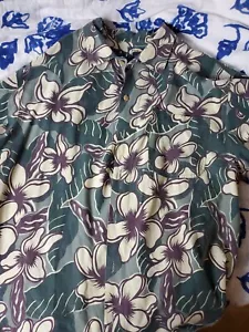 Tommy Bahama Retro Floral Pin Up Girl Hawaiian Blend Shirt Size L Bowling Cabana - Bild 1 von 3