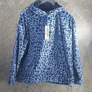 BNWT John Lewis Leona Mauve/Blue ANIMAL PRINT Velour Hoodie, Ladies Size 8 - Picture 1 of 5