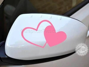 Calcomanía gráfica de vinilo con espejo de ala de doble corazón para automóvil, pegatina parachoques femenino - Imagen 1 de 9