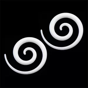 PAIR-Tapers Spiral UV White Acrylic 02mm/12 Gauge - Picture 1 of 5