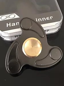black gold metal triple finger hand spinner fidget spinning toy steel bearing - Picture 1 of 1