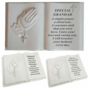 Praying Hands Memorial Book With Rosary Bead Decoration Grave Plaques Keepsakes - Picture 1 of 5