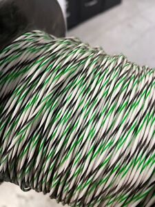 100ft 20awg Teflon White w/ Black & Green Stripe Stranded Copper Silvered Wire