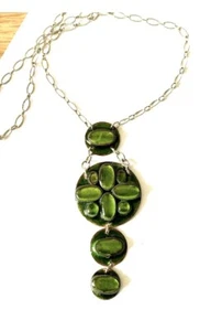 Halskette Anhänger Antik Paste Glas Emaille Createur jewelry necklace Schmuck - Bild 1 von 4