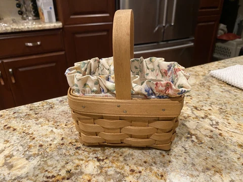 Longaberger Small Hostess Basket Salt & Pepper with Basket Liner & Protector Cover