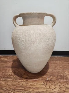 Haeger 1970s Modern Handled Ceramic Floor Vase, Texture White/Pink, VERY NICE! - Picture 1 of 17