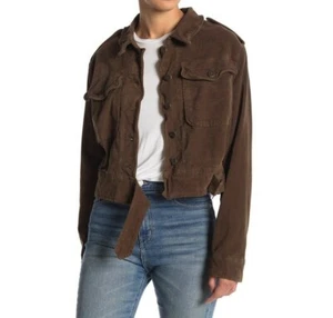 Free People Jacket Women Size M Everlyn Moss Army Green Cropped  MSRP $148 - Picture 1 of 3