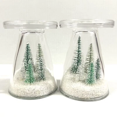 Bath & Body Works Snowy Forest Green Tree 2020 3 mechas conjunto de soporte de pedestal de velas Foto 1 de 4