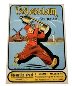 1920s Dutch Volendam Schiedam Spirity Drink Liqueur Bottle Ad Label - Picture 1 of 5