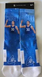Strideline Adult Blue White Crew GSW Warriors Steph Curry #30 Socks Sz M/L 8-12 - Picture 1 of 3