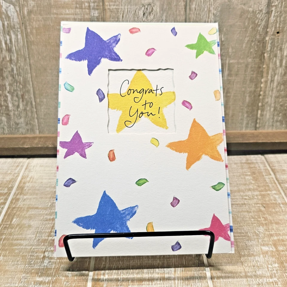 Leanin Tree Congratulations Greeting Card Gold Star Colorful Art From The Heart - Image 1 of 4