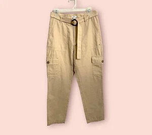 Roxy Beige Boho/ Beach Cargo Style Pants, Size M, Belt - Picture 1 of 4