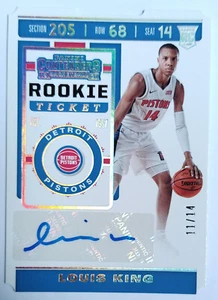 LOUIS KING 164 PANINI CONTENDERS BASKETBALL ROOKIE TICKET AUTO 11/14 RC 2019-20 - Imagen 1 de 2