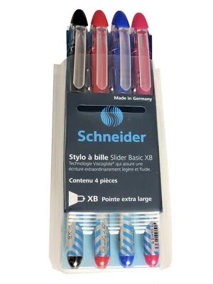 SCHNEIDER SCHREIBGERÄTE Schneider Kugelschreiber 4-er Slider Basic Extrabreit XB schwarz,rot,blau,pink