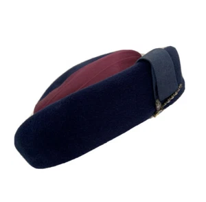 Größe 6,5 Vintage Deluxe Velour Hut Union Label verziert blau mit Fusch - Bild 1 von 12