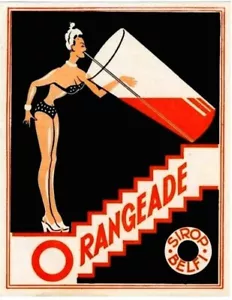 Original Vintage Estampado NARANJADE JUGO FRANCÉS c. 1930 Etiqueta - Imagen 1 de 1