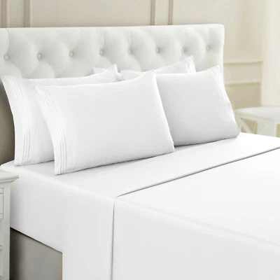 1800 Series 6-Piece Bed Sheet Set Soft Deep Pocket Twin King Queen Full Sheets - Image 1 of 4