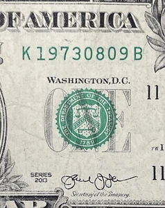 AUGUST 9, 1973 or SEPTEMBER 8, 1973: (1973-08-09) Birthday Note Fancy $1 Bill - Picture 1 of 3