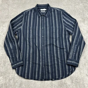 Camisa Vince Para Hombres XL Franela Abotonada Azul Marino Rayas Exterior Cálida - Imagen 1 de 8