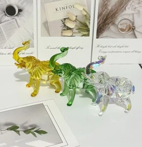 Kristallglas Elefant Statue Feng Shui Reichtum Ornament für Home Office Geschenk Neu - Bild 1 von 17