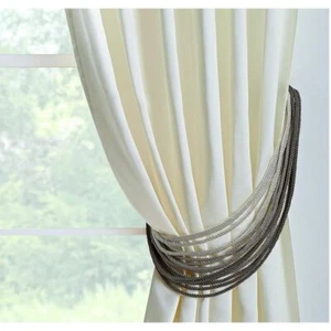 Curtain tieback rope holdback for window panels 36" braided neutral colors - Picture 1 of 5