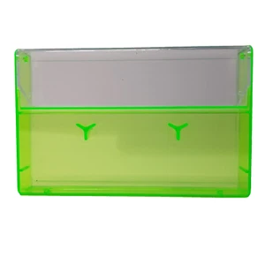 5 Cassette Tape Cases: Clear Front + Fluorescent Green Back - Empty Plastic - Picture 1 of 4
