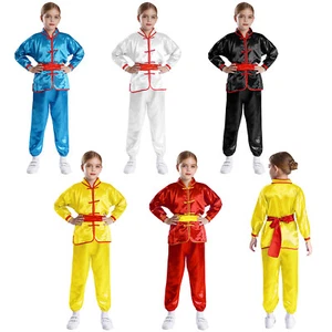 Boys Girls Kids Traditional Chinese Embroidered Tai Chi Kung Fu Uniform Costume - Picture 1 of 64