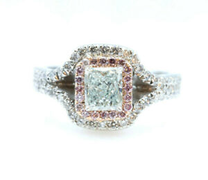 1.41ct Light Green Blue, Argyle 6pp Intense Pink Diamond Engagement Ring GIA 