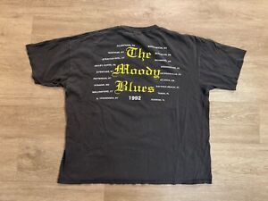 Vintage Moody Blues Shirt Mens XL Black Faded 1992 Tour Brockum 