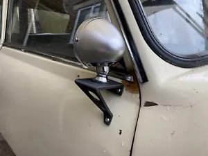 Classic mini wing mirror set raydyot grand prix style with brackets black silver - Picture 1 of 13