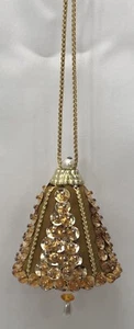 Vintage Glocke Perlen Satin Weihnachtsschmuck Pailletten Perle Gold klein zierlich - Bild 1 von 8
