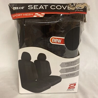 Car Seat Cover Set Black Sport Mesh Universal 2 Front Pilot Automotive SC-435E Foto 1 de 4