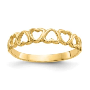 10K Yellow Gold Polished Heart Ring Size 7 for Women 0.79 gram - Picture 1 of 5