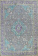 Antique Gray/ Purple Floral Traditional Area Rug Hand-knotted Wool Carpet 10x13