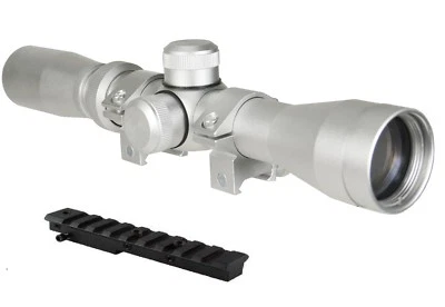 Silver 2-7x32 Scout Scope Fits Mosin Nagant 91/30,M44 W/Free Scope Mount + Rings - Image 1 of 4
