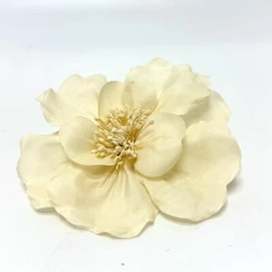 CHANEL Camelia Corsage chest decoration single flower Brooch Canvas White - Picture 1 of 13