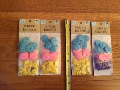Unopened Crafters Square Vintage Colorful buttons,Yellow,Pink,Blue,Purple 90 ct. - Image 1 of 2