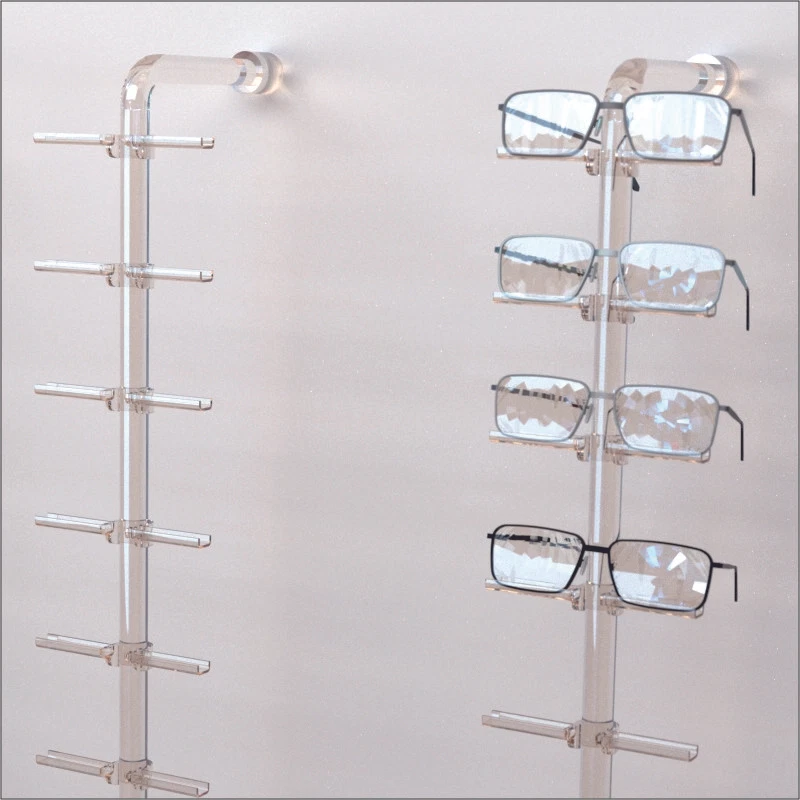 Optical Display - Acrylic Wall Mount Eyewear Display Rod with10 Flat Clips  - Image 1 of 1