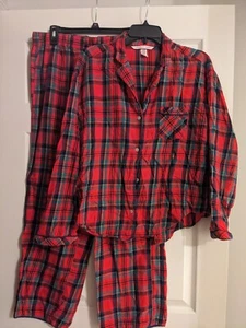 Conjunto de pijama Victoria's Secret rojo a cuadros de algodón talla mediana - Imagen 1 de 3