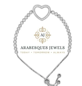 ARABESQUES JEWELS GENUINE STERLING SILVER. LOVE HEART VALENTINE TENNIS BRACELET - Picture 1 of 3