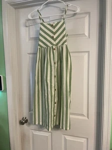 hanna Anderssson Girls Sleeveless Striped Green & White Sundress, 150/12, NWOT - Picture 1 of 7