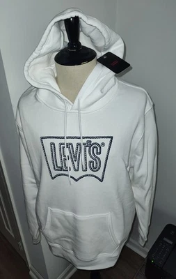 Men's NWT Levi's Rope Design Logo Hoodie Sweatshirt White - Size XL - SUPER RARE - Image 1 of 4