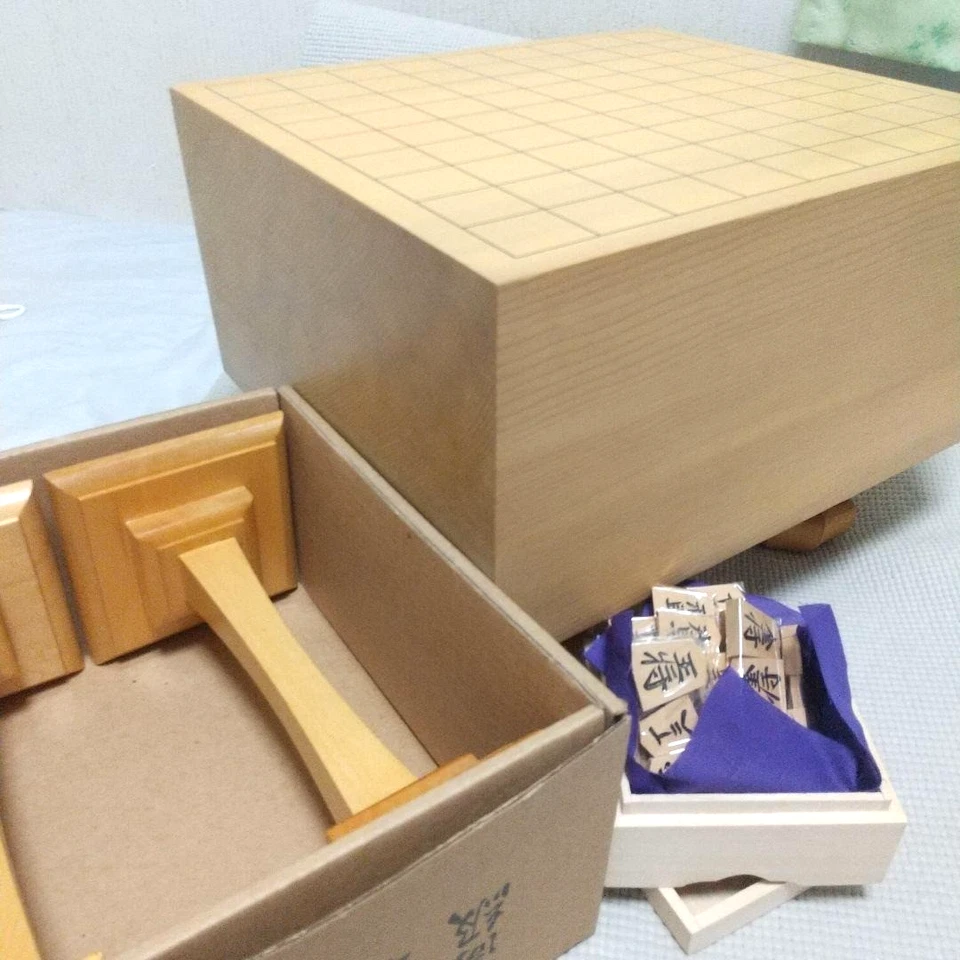 Vintage Japanese Chess Shogi Wooden Board 13.0×14.5inch W/Koma Peices & Koma-Dai - Image 1 of 4