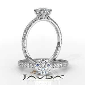 Runder Diamant Doppel Krappen Set Verlobungsring GIA F VVS2 14k Weißgold 1,01ctw - Bild 1 von 5