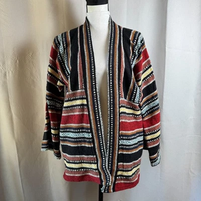 Kathmandu Imports Lg Boho Colorful Striped 100% Cotton Kimono Open Cardigan EUC - Image 1 of 4