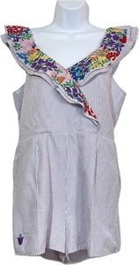Mameluco Melissa bordado J Marie púrpura blanco rayas para mujer talla M - Imagen 1 de 7