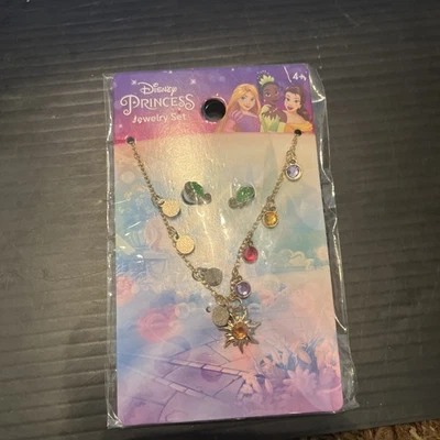 Disney Princesa Rapunzel Conjunto de Joyas Collar Pendientes Disfraz Enredado Halloween Foto 1 de 4