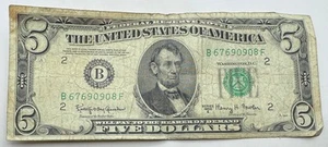 1950 E $5 Banknote - Five Dollar Bill - $5 Bill - Five Dollars - B - Ships Free - Picture 1 of 3